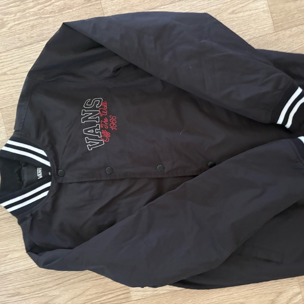 Vans Black Varsity Jacket with White Accents